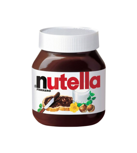 Jar of Nutella with Ferrero logo on a white background