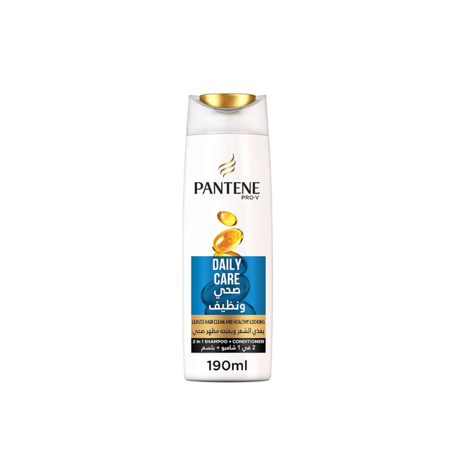 Pantene Daily Care shampoo bottle on a white background