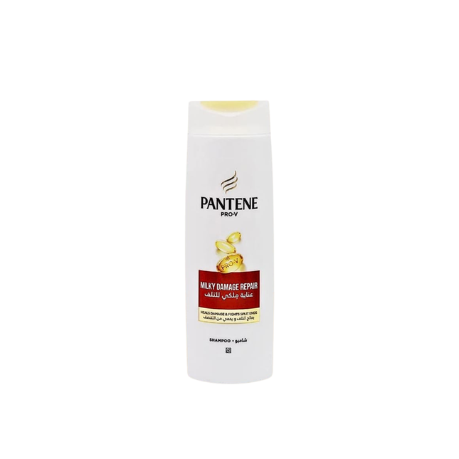 Pantene bottle of hair care product on a white background