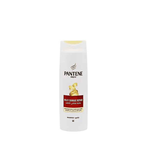 Pantene bottle of hair care product on a white background