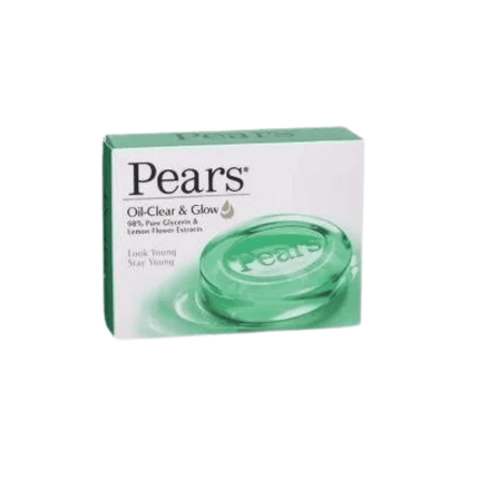 Pears oil clear and glow soap packaging on a white background