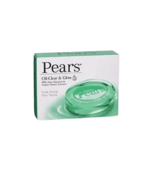 Pears oil clear and glow soap packaging on a white background