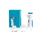 White and blue dental tool set with packaging on a white background