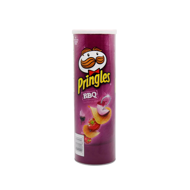 BBQ Pringles purple colour bottle with white background