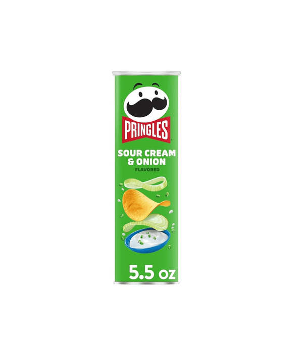 Pringles Sour Cream & Onion flavor packaging on a white background