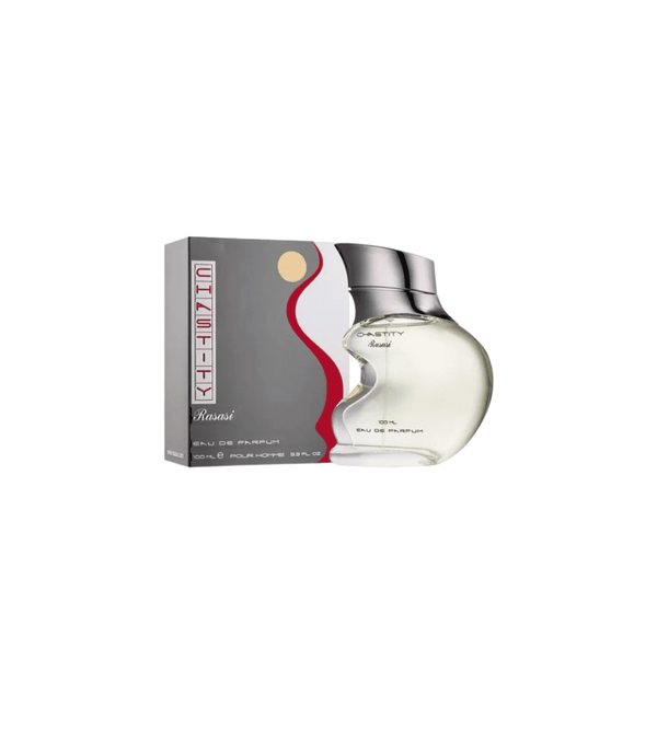 Perfume bottle and packaging on a white background