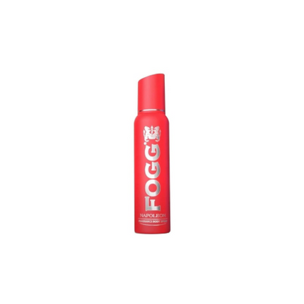 Red Fogg deodorant spray bottle on a white background