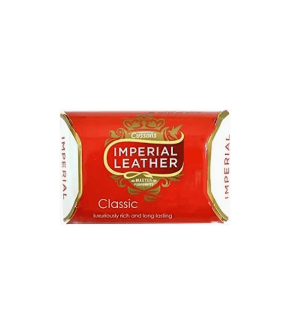 Red Imperial Leather soap bar on a white background