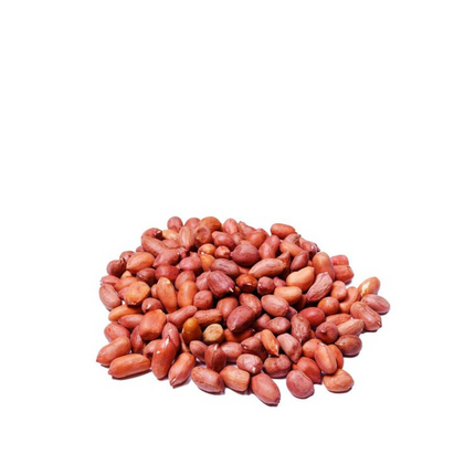 Pile of roasted peanuts on a white background