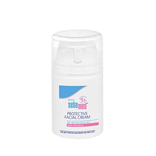 Sebamed protective facial cream bottle on a white background