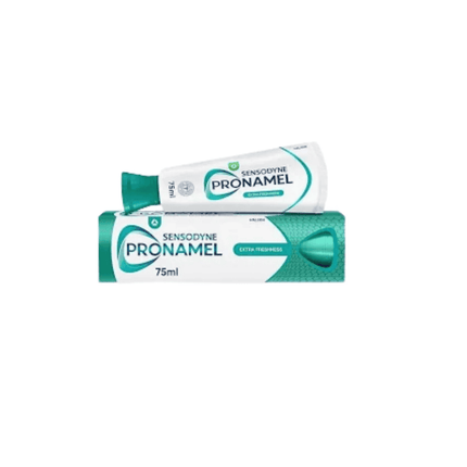   Sensodyne Pronamel toothpaste on a white background
