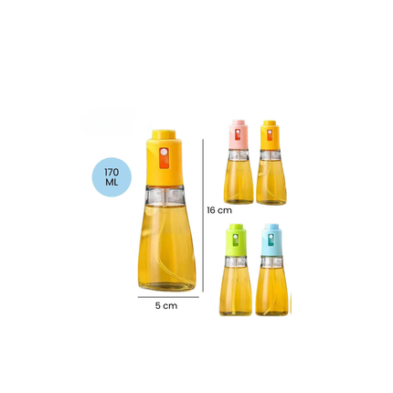 Set of colorful spray bottles with measurements on a white background