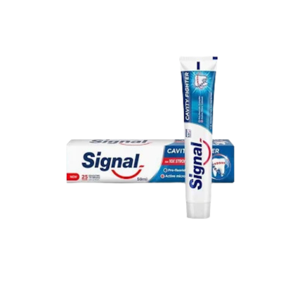  Signal toothpaste tubes with box on a white background