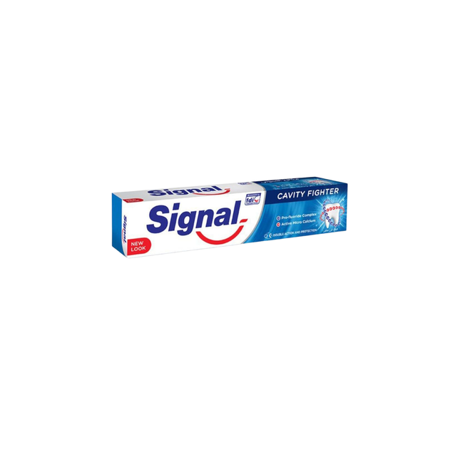 Tube of Signal toothpaste on a white background