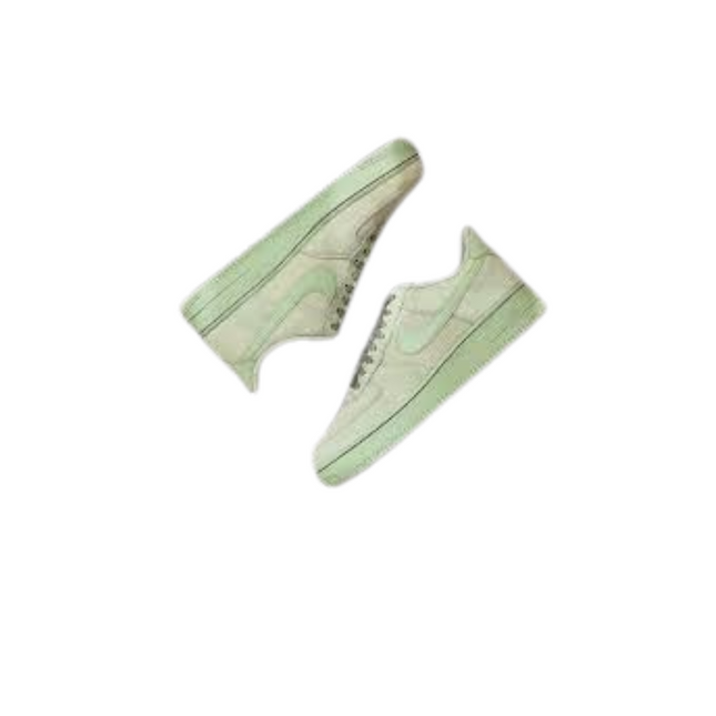 Pair of light green sneakers on a white background