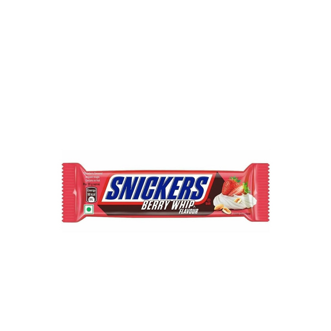 Snickers Berry Wrap chocolate bar packaging on a white background