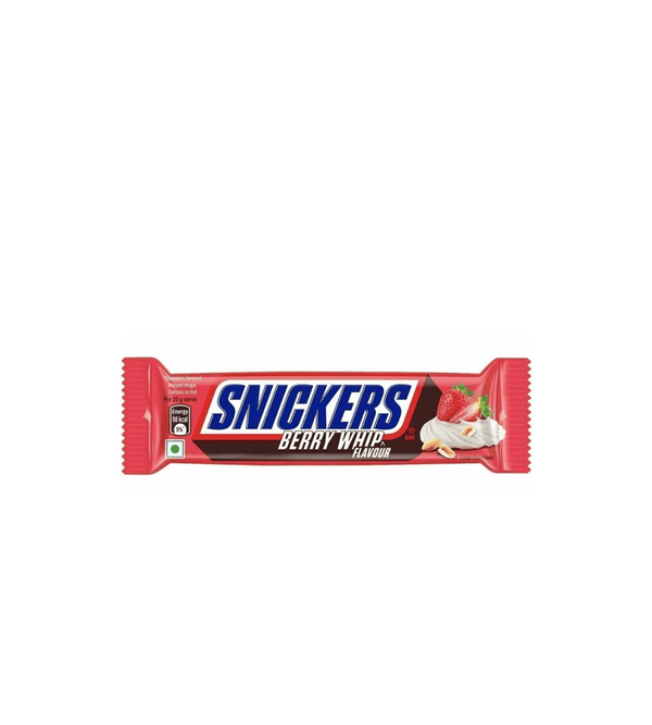 Snickers Berry Wrap chocolate bar packaging on a white background