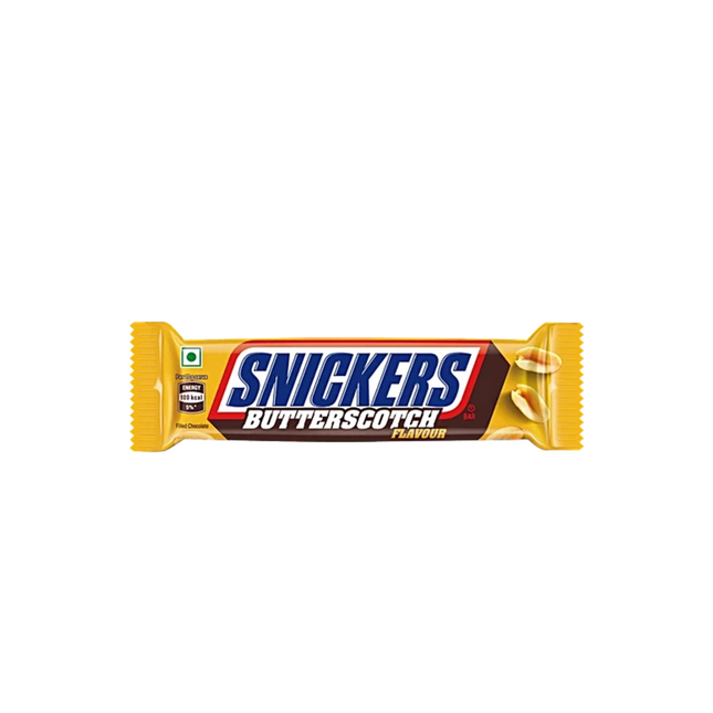 Snickers Butterscotch chocolate bar packaging on a white background