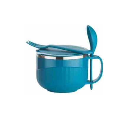 Blue mug with a lid on a white background