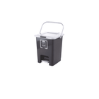 Gray step trash can with a white lid on a white background