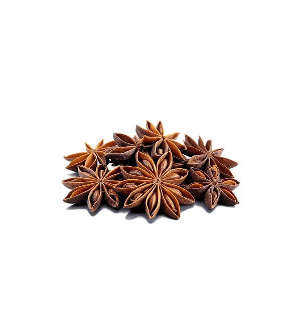 Star anise pods on a white background