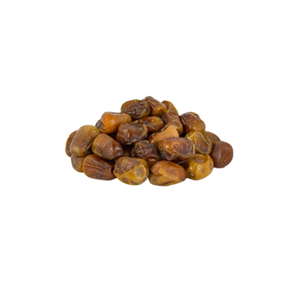 Pile of sukri dates on a white background