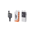 Car charger and packaging on a white background