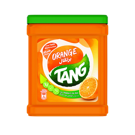 Orange Tang powder packaging on a white background