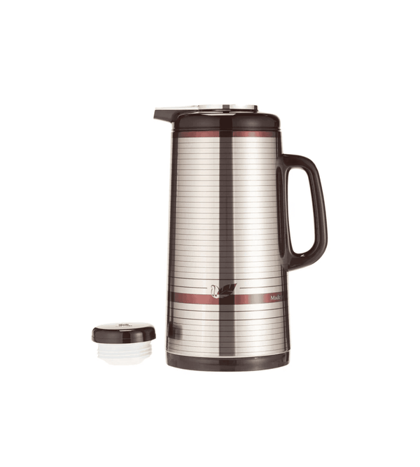 Thermos with striped design on a white background