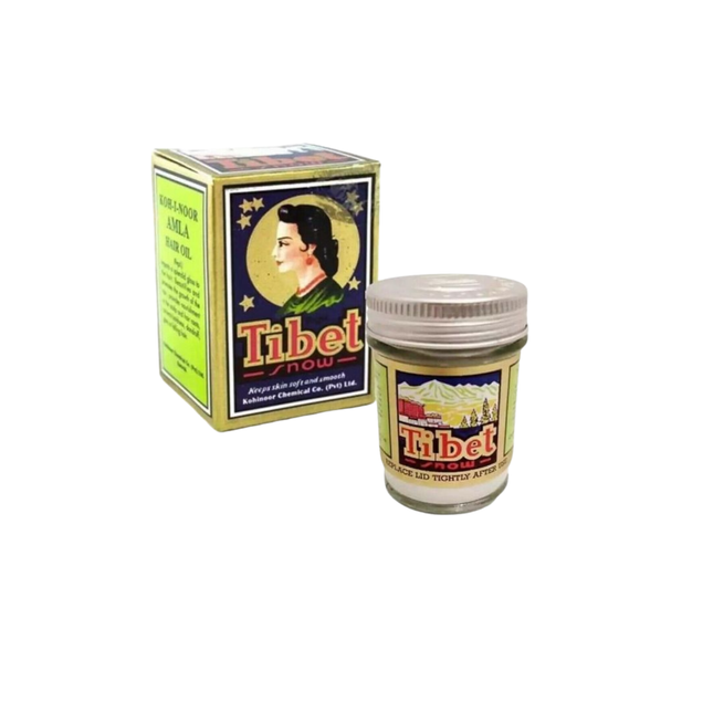 Bottle of tibet  snow whitening cream on white background 