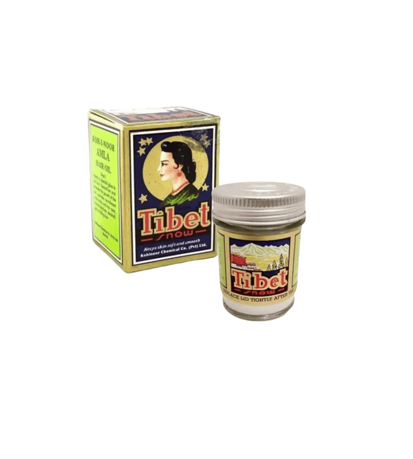 Bottle of tibet  snow whitening cream on white background 