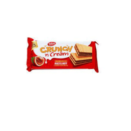 Bar of Crunch 'n Cream cookies with a red packaging on a white background
