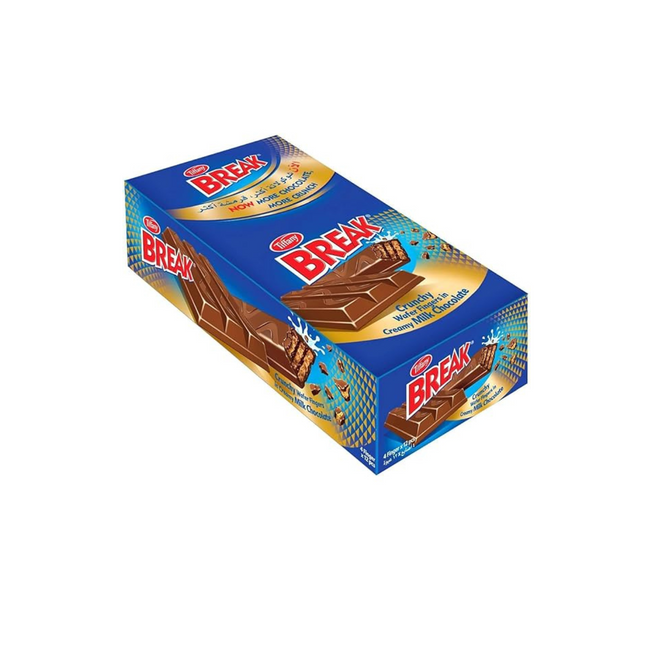 Box of Nestle Break chocolate bars on a white background