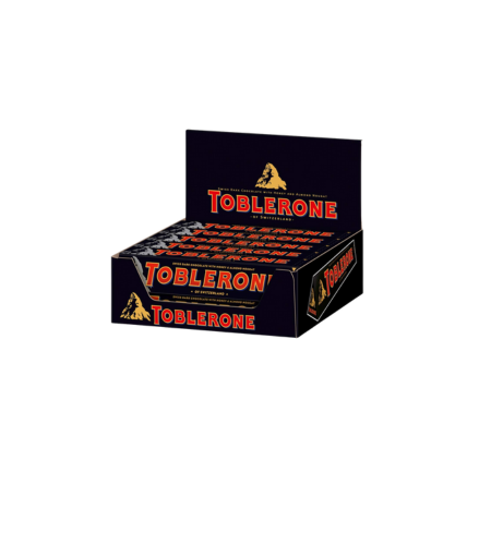 Box of Toblerone chocolate bars on a white background