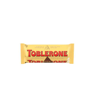 Toblerone chocolate bar packaging on a white background