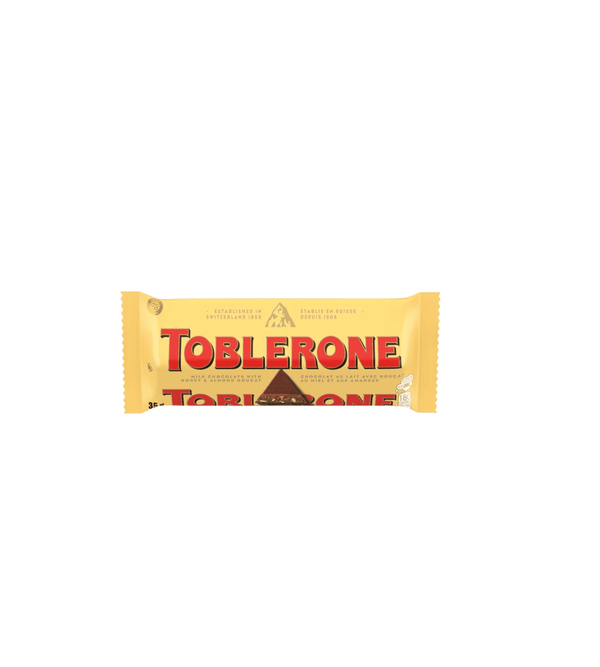 Toblerone chocolate bar packaging on a white background
