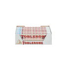 Box of Toblerone white  chocolate bars on a white background