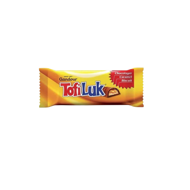 Tofi Luk chocolate bar packaging on a white background