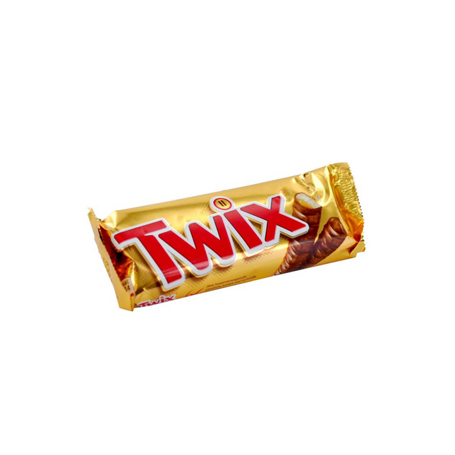 Twix chocolate bar packaging on a white background