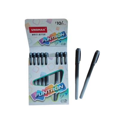 Unomax funtron gel pens board with white back ground