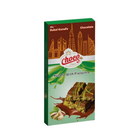 Chocolate packaging with a cityscape design on a white background