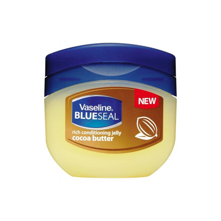 Vaseline Blue Seal cocoa butter jelly jar on a white background