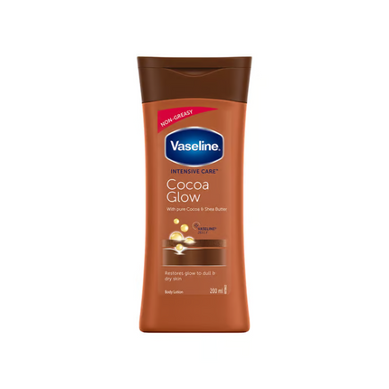 Vaseline Cocoa Glow body lotion on a white background
