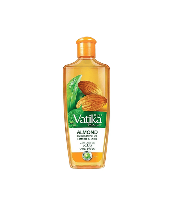 Vatika Almond Enriched Hair Oil bottle on a white background