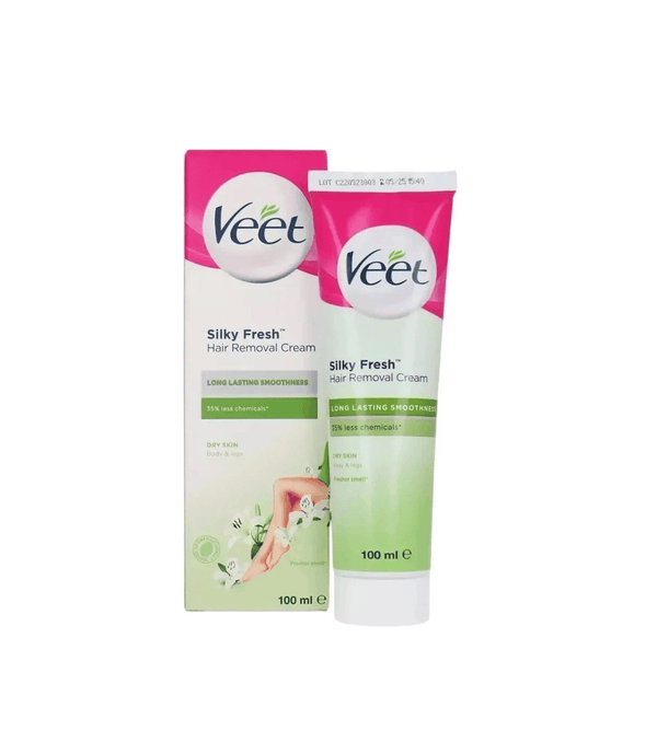Veet Silky Fresh hair removal cream packaging on a white background