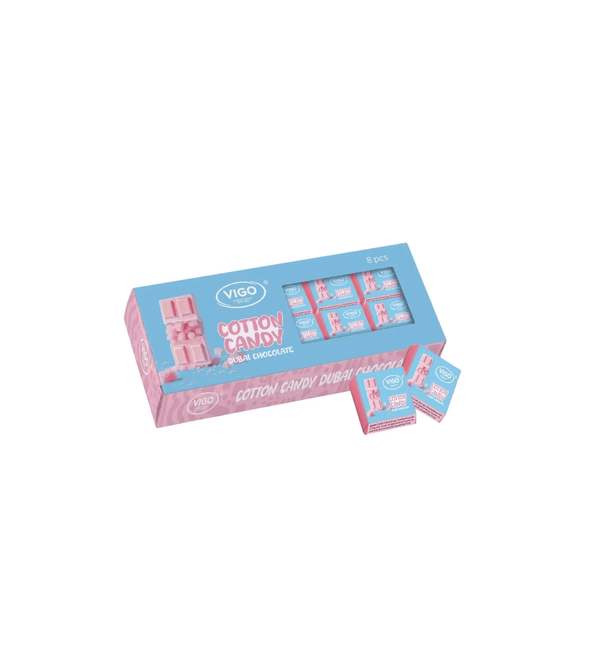 Vigo cotton candy chocolate packaging on a white background