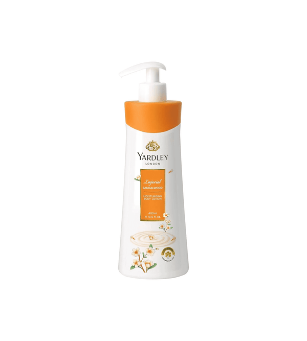 Yardley London body lotion bottle with pump on a white background
