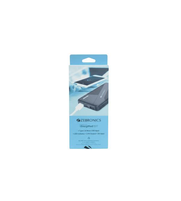 Zebronics power bank packaging on a white background