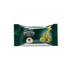 Green packaging of Chocosticks Pistachio on a white background