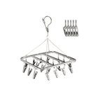 Clothespin holder with multiple clips on a white background